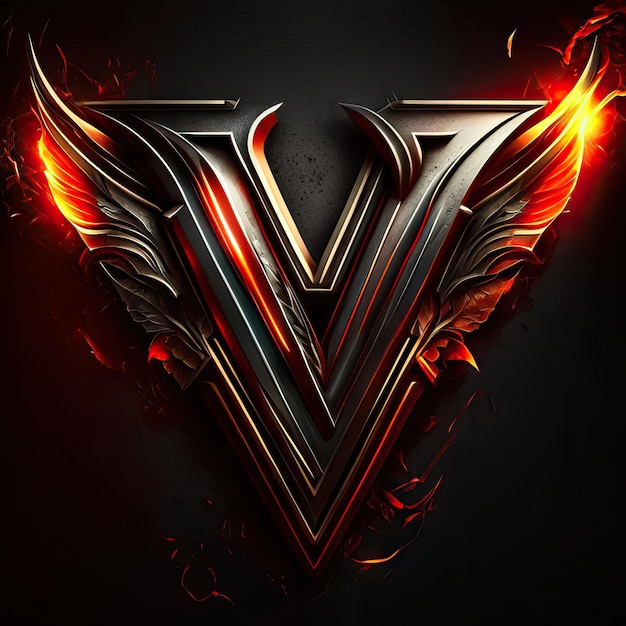 Letter V logo in gold and red