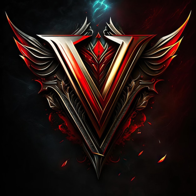 Letter V logo in gold and red