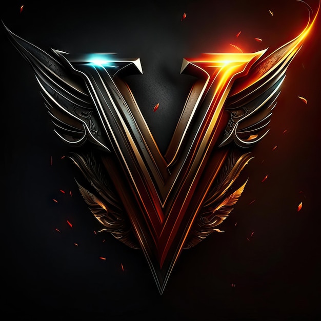 Letter V logo in gold and red