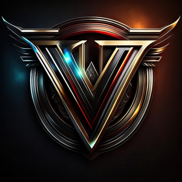 Letter V logo in gold and red