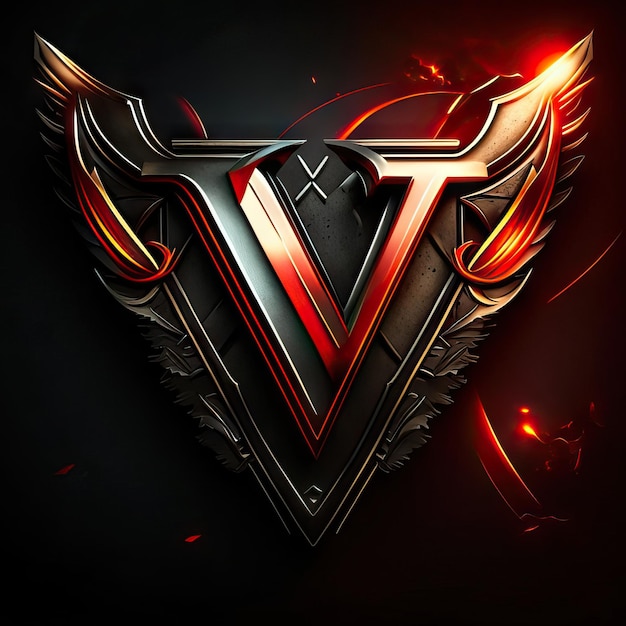 Photo letter v logo in gold and red