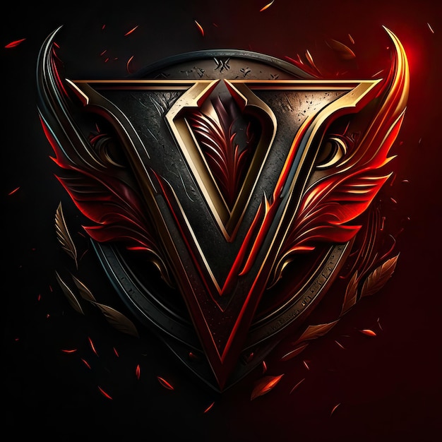 Foto logo della lettera v in oro e rosso