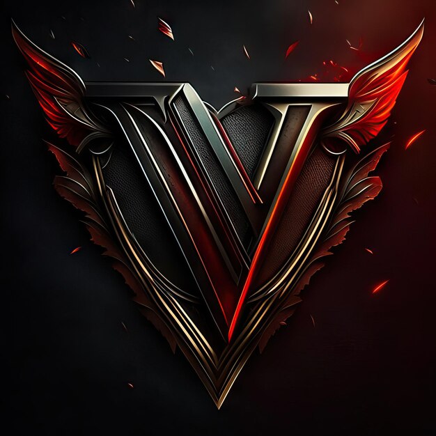 Foto letter v-logo in goud en rood