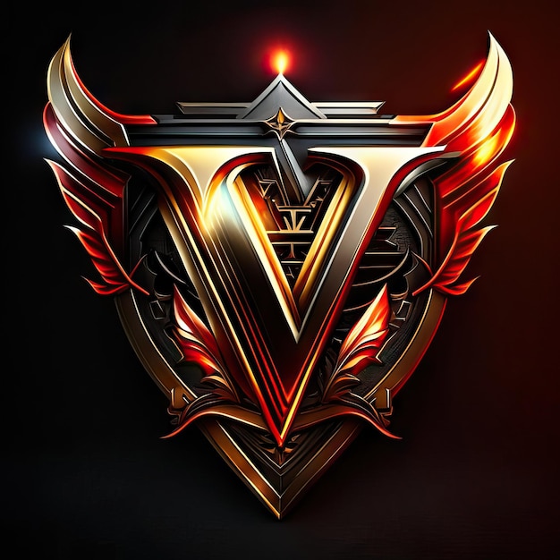 Letter v-logo in goud en rood