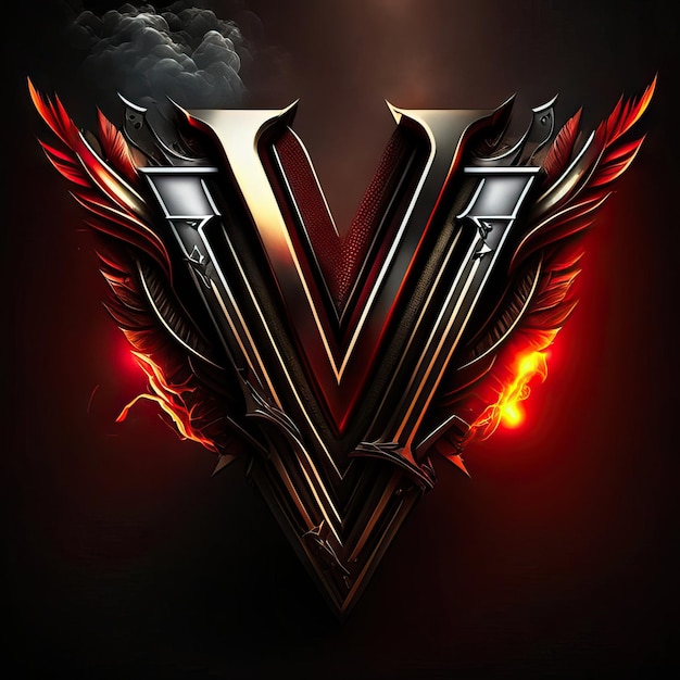 Letter V-logo in goud en rood