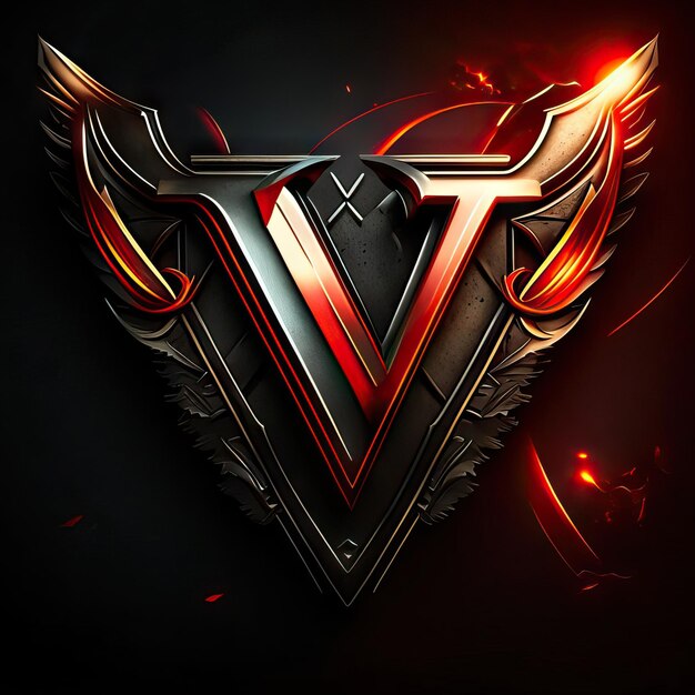 Foto letter v-logo in goud en rood