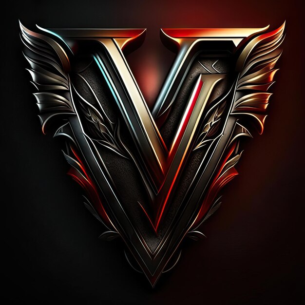 Foto letter v-logo in goud en rood