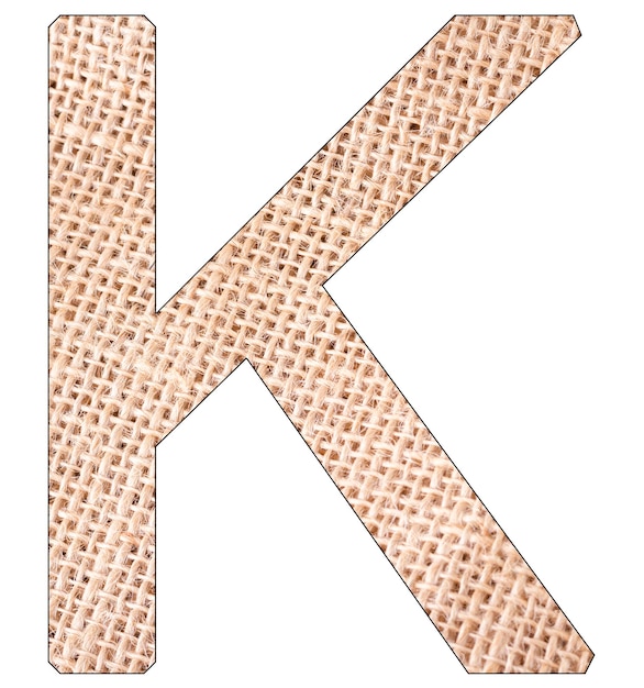 Foto letter van het alfabet met fique doek achtergrond andes furcraea geïsoleerd op wit