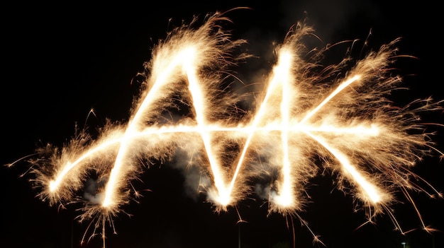 a letter with fireworks in the background