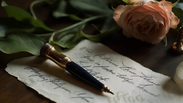 A letter with a fountain pen on top of it