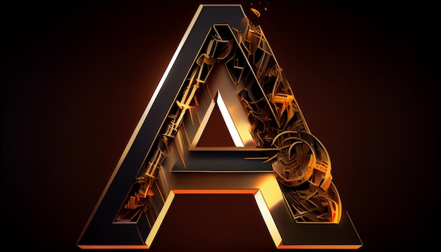 A letter a with gold and black colors