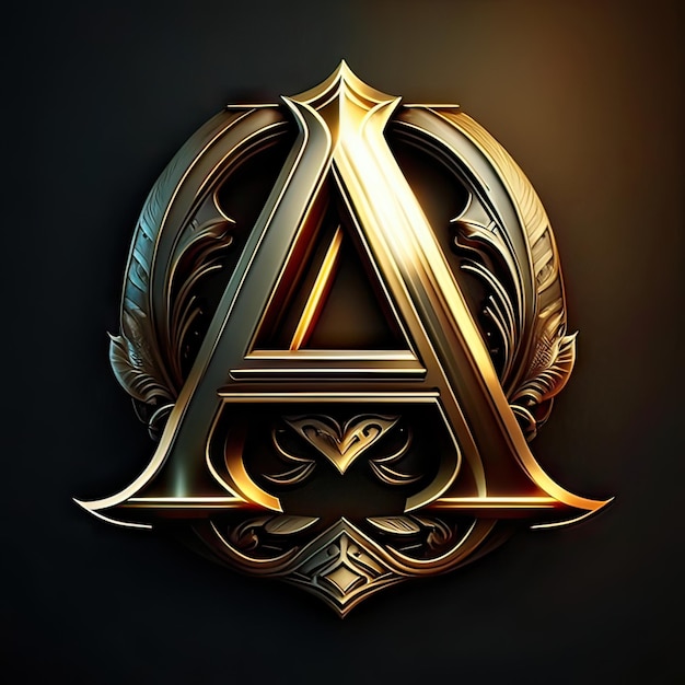 Photo letter a with luxurious golden details generative ai