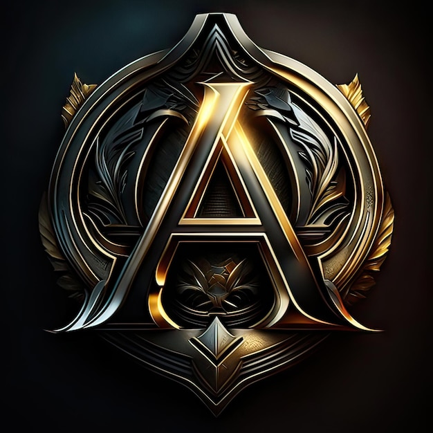 Photo letter a with luxurious golden details generative ai