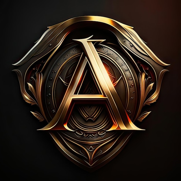 Photo letter a with luxurious golden details generative ai