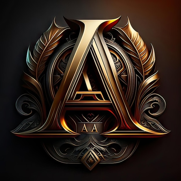 Photo letter a with luxurious golden details generative ai