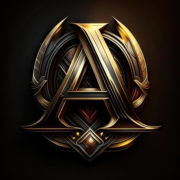 Letter A with luxurious golden details Generative AI