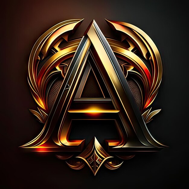 Photo letter a with luxurious golden details generative ai