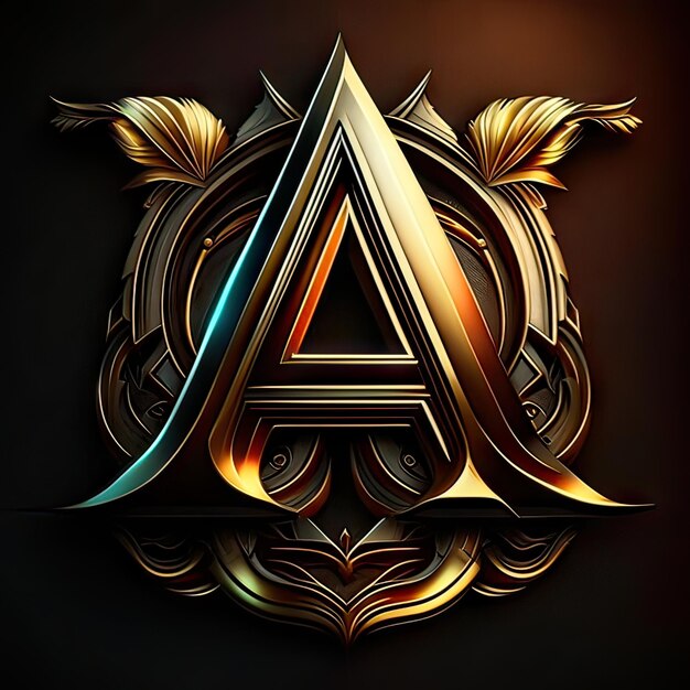 Photo letter a with luxurious golden details generative ai