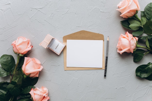 Photo letter with proposal on a gray background.