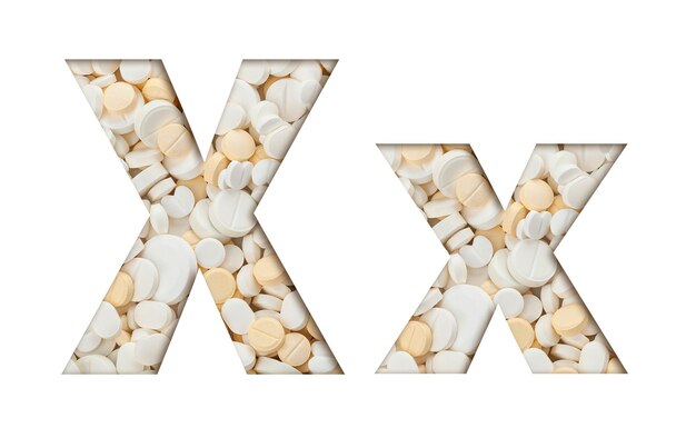 Letter X of English alphabet made of tablets