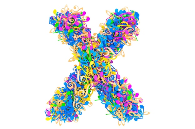 사진 컬러 음표 3d 렌더링의 문자 x