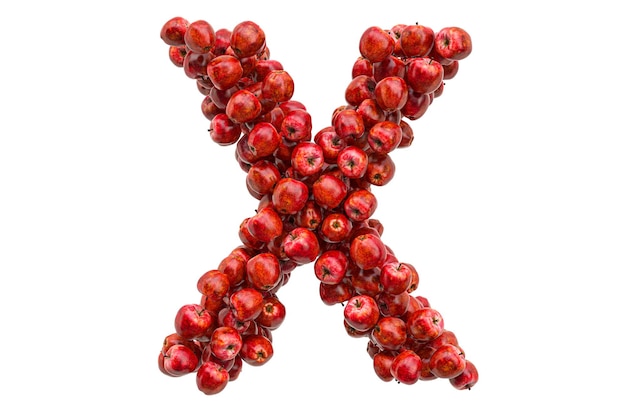 Letter X from red apples 3D rendering