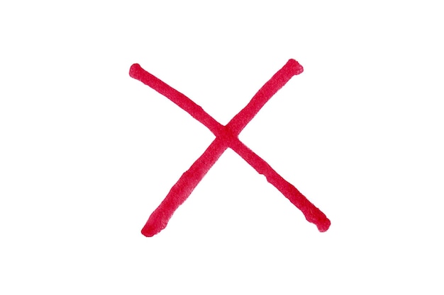 Letter X getekend met een rode marker op een witte achtergrond