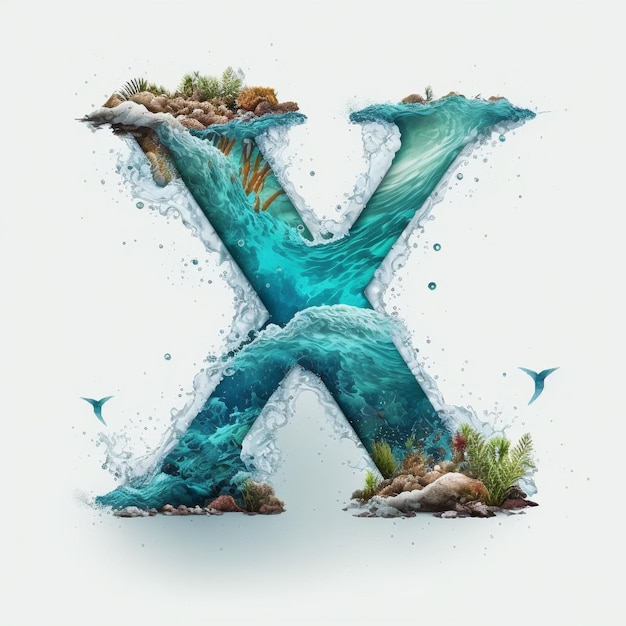 Letter X in oceaanstijl