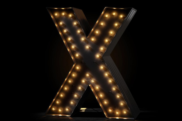 Фото Буква x в стиле фонаря на черном фоне