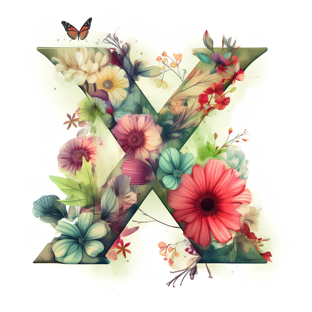 Photo letter x with flowers flower alphabet letter floral letter flower letter x