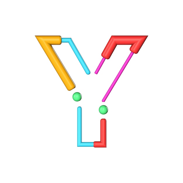 Photo letter y abstract modern color line font alphabet 3d rendering