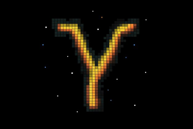 Letter y pixel art style on black background