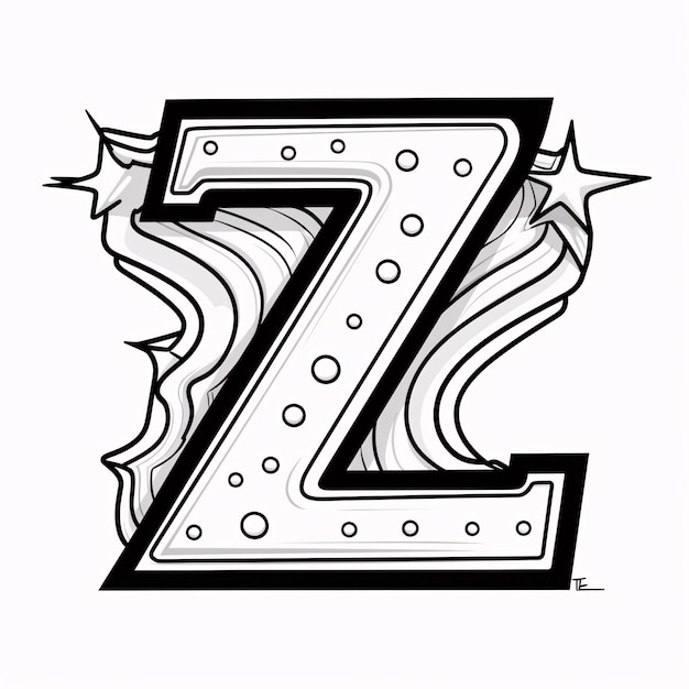 Photo letter z in black and white with stylized stars and stripes