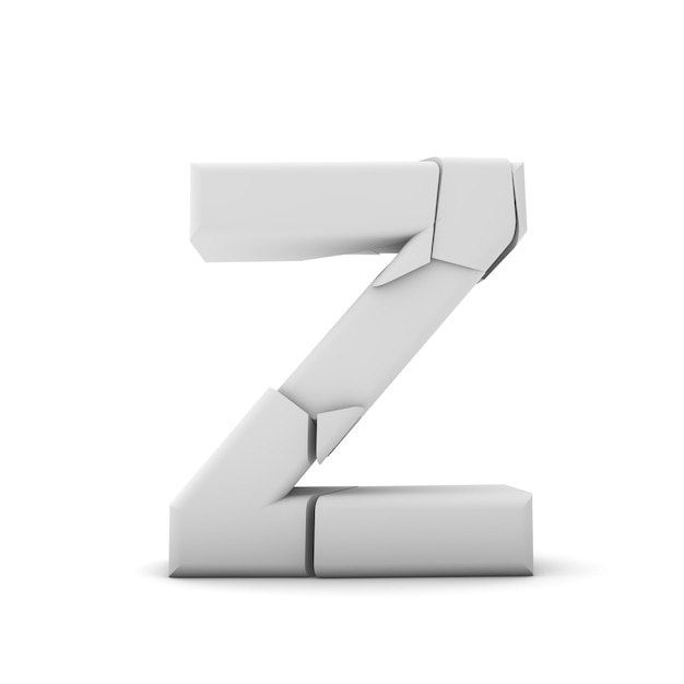 Letter Z Broken cracked font 3D Rendering