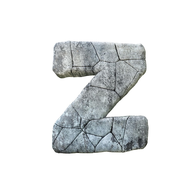 Letter z cracked grunge stone rock font d rendering