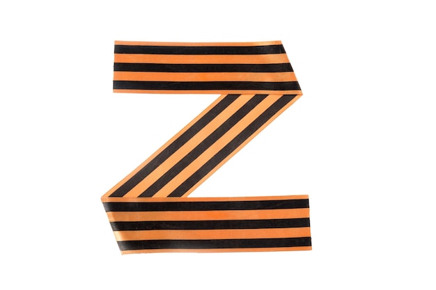 Photo the letter z from the st george ribbon on a white background z for victory russia