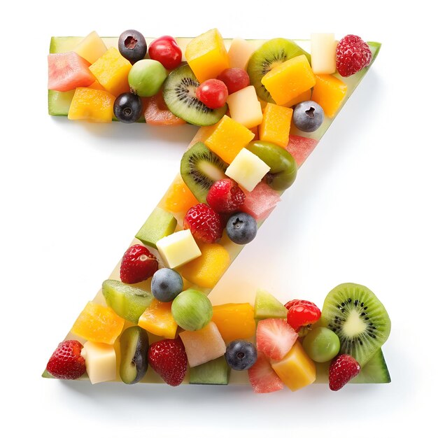 Letter z made from fruit salad