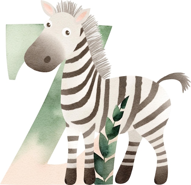 Letter Z met zebra-illustratie