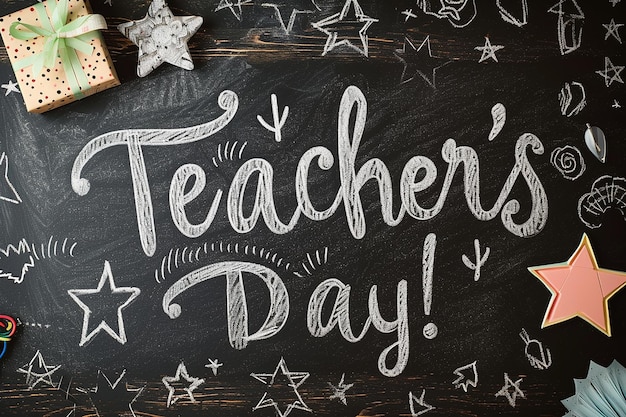 lettering Text Teachers Day chalk on the chalkboard