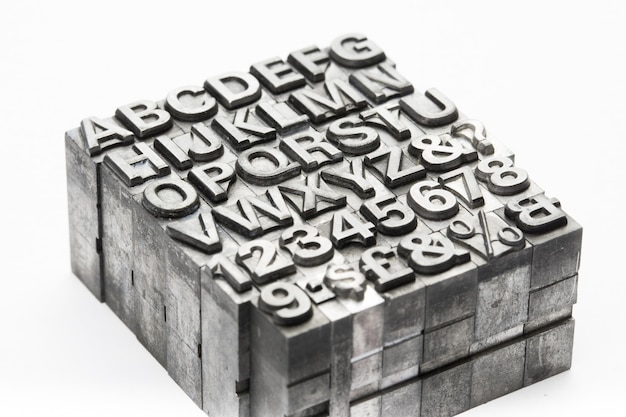 Letterpress - block letter English alphabet and number