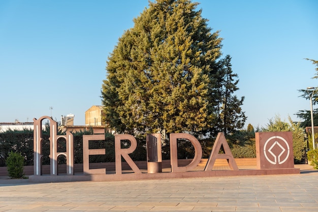 Letters of the city in the Roman Ruins of Merida Extremadura Spain