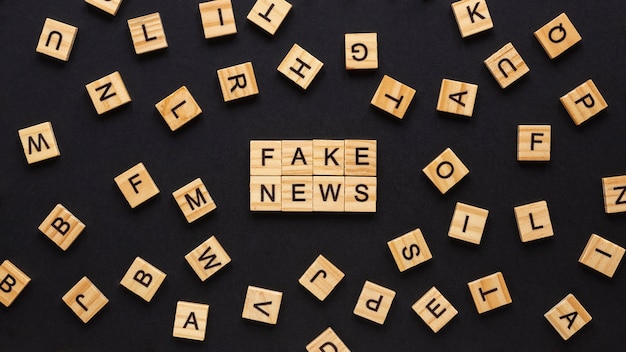 Letters forming fake news message