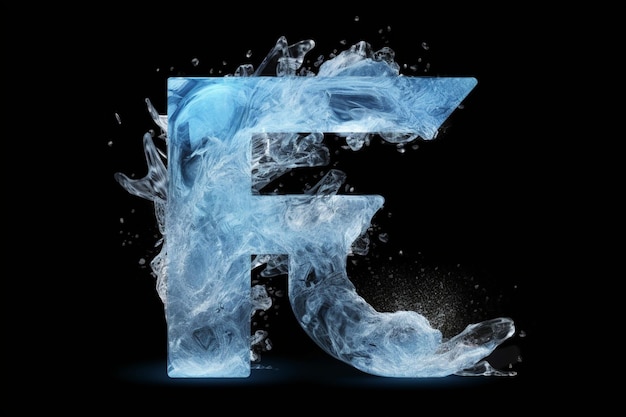 Foto lettere logo in ghiaccio trasparente e cristalli bianchi e blu