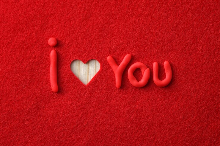 Letters on red felt. Declaration of love