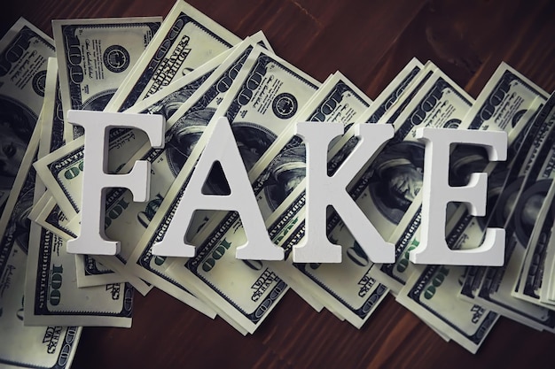 The letters spelled the word fake The concept of modern information technology Fake and facts in the news