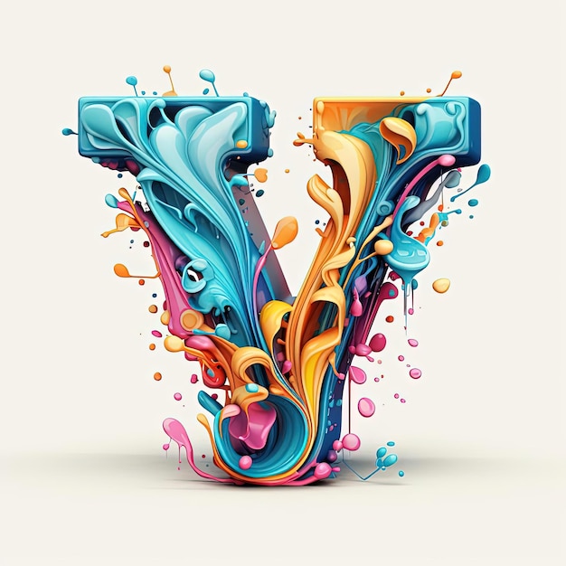 letters y met kleurrijke splashy splash in de stijl van gelaagde organische vormen