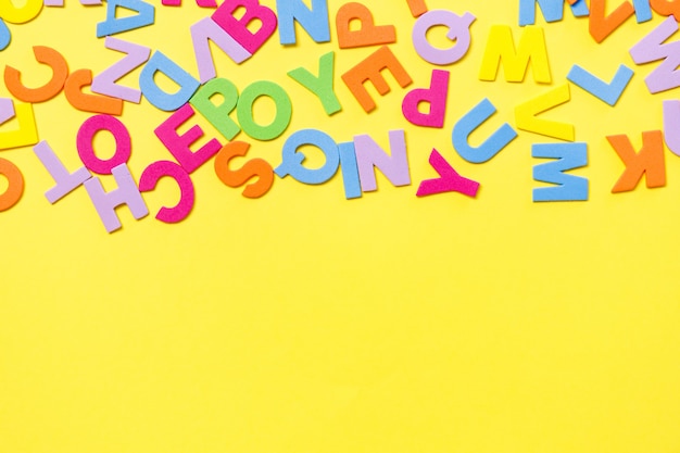  letters on yellow table