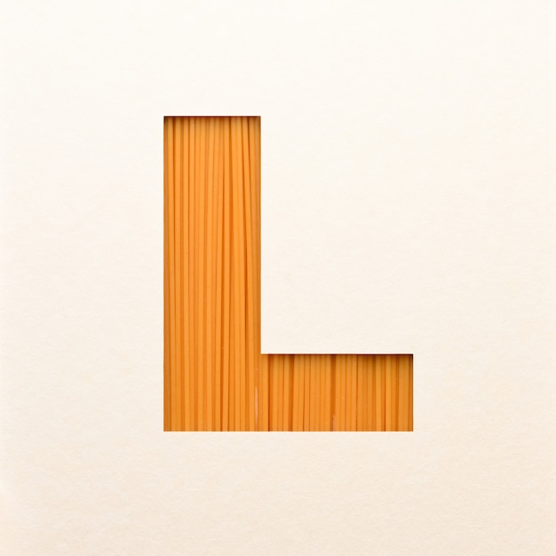 Foto lettertypeontwerp, abstract alfabet lettertype met houtstructuur, realistische houten typografie - l.