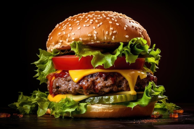 Lettuce and cheese on a homemade burger