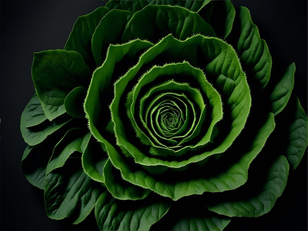 Lettuce in form of golden ration spiral background Ai Generated